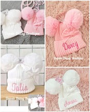 Load image into Gallery viewer, Personalised Pom Pom Hats Size 0-12mth