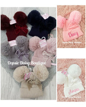 Load image into Gallery viewer, Personalised Pom Pom Hats Size 0-12mth