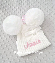 Load image into Gallery viewer, Personalised Pom Pom Hats Size 0-12mth