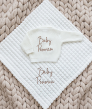 Load image into Gallery viewer, White Personalised Blanket &amp; Cardigan Set - Choose Cardigan Size