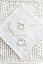 Load image into Gallery viewer, White Personalised Blanket &amp; Cardigan Set - Choose Cardigan Size