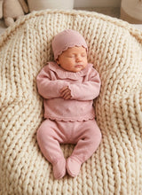 Load image into Gallery viewer, Baby Girls Dusky Pink Knitted 3-Piece Set , Size Newborn