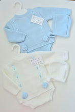 Load image into Gallery viewer, Baby Boys Knitted Jam Set with Pom Poms &amp; Hat