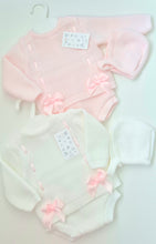 Load image into Gallery viewer, Baby Girls Knitted Jam Set with Ribbon &amp; Bonnet