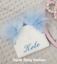 Load image into Gallery viewer, Personalised Pom Pom Hats Size Newborn