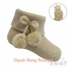 Load image into Gallery viewer, Beige Ankle Pom Pom Socks