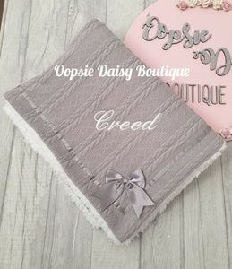 Personalised Baby Blanket Shawl Cosy Sherpa Back X 6 Colours