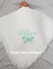 Load image into Gallery viewer, Personalised Baby Shawl Blanket with Ribbon