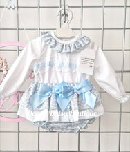 Load image into Gallery viewer, Girls Blue Ribbon Jam Skirt &amp; Blouse Set
