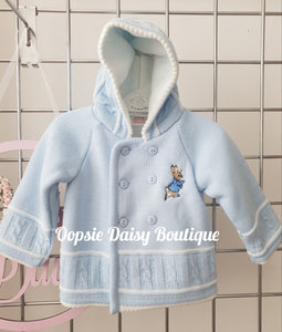 Blue Peter Rabbit Knitted Baby Jacket Cardigan - Dandelion Pramcoat