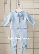 Load image into Gallery viewer, Boys Blue Knitted Pom Pom Suit Peter Rabbit - Dandelion
