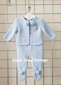 Boys Blue Knitted Pom Pom Suit Peter Rabbit - Dandelion