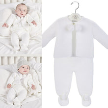 Load image into Gallery viewer, Boys Girls White Knitted Pom Pom Suit - Dandelion