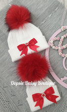 Load image into Gallery viewer, Baby Girls Lovely Knitted Pom Pom Hats with Ribbon