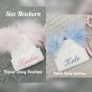 Personalised Pom Pom Hats Size Newborn