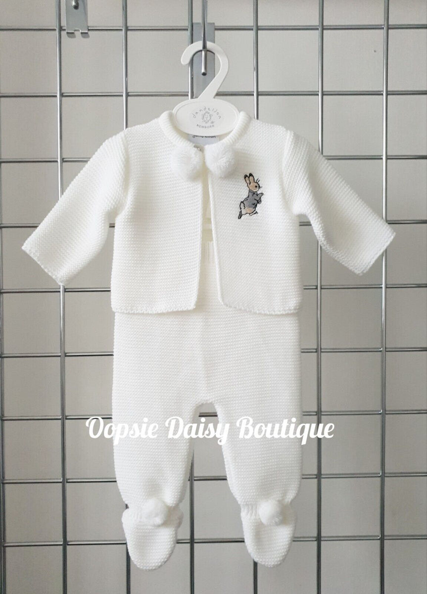 White Knitted Pom Pom Suit Grey Peter Rabbit - Dandelion – Oopsie Daisy ...