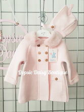 Load image into Gallery viewer, Pink Knitted Pram Coat with Bonnet Fur Collar