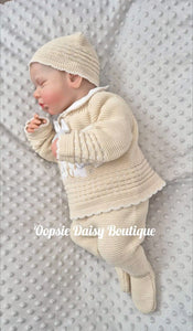 Baby Knitted Outfit Teddy Bear Size 0-3mth with Hat