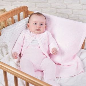 Girls Pink Knitted Cable Knitted Suit 2 Piece - Dandelion
