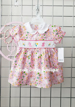 Load image into Gallery viewer, Girls Pretty Smocked Flower &amp; Bunny Dress