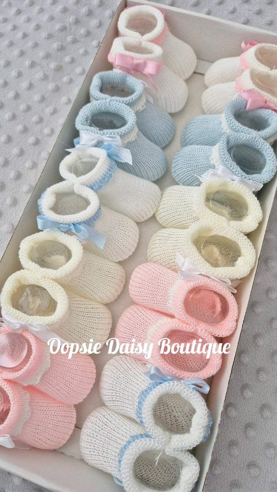 Baby Knitted Ribbon Booties Size 0-3mth – Oopsie Daisy Baby Boutique