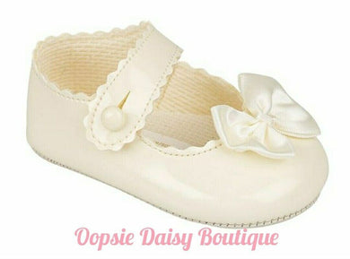 Baby Girls Ivory Cream Baypods Ribbon Shoes 0-18mth