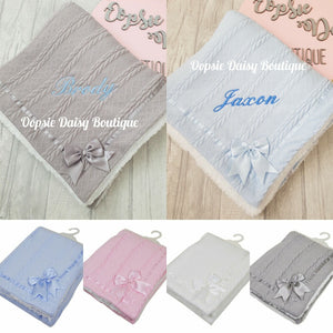 Personalised Baby Blanket Shawl Cosy Sherpa Back X 6 Colours