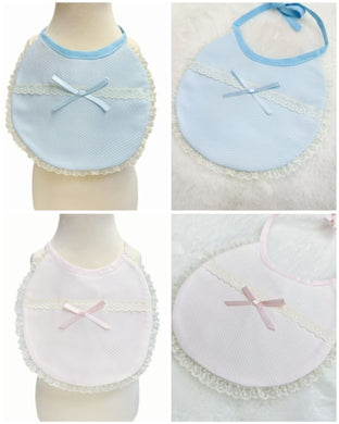 Spanish Baby Bib Ribbon Slot Waffle Design