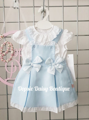 Blue Pretty Ribbon & Lace Waffle Dress Sets