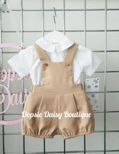 Load image into Gallery viewer, Boys Beige Waffle Dungaree Sets