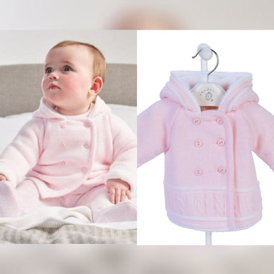 Pink Knitted Baby Jacket Cardigan Pram Coat - Dandelion