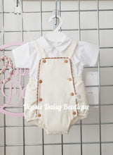 Load image into Gallery viewer, Boys Cream/Caramel Waffle Dungaree Sets