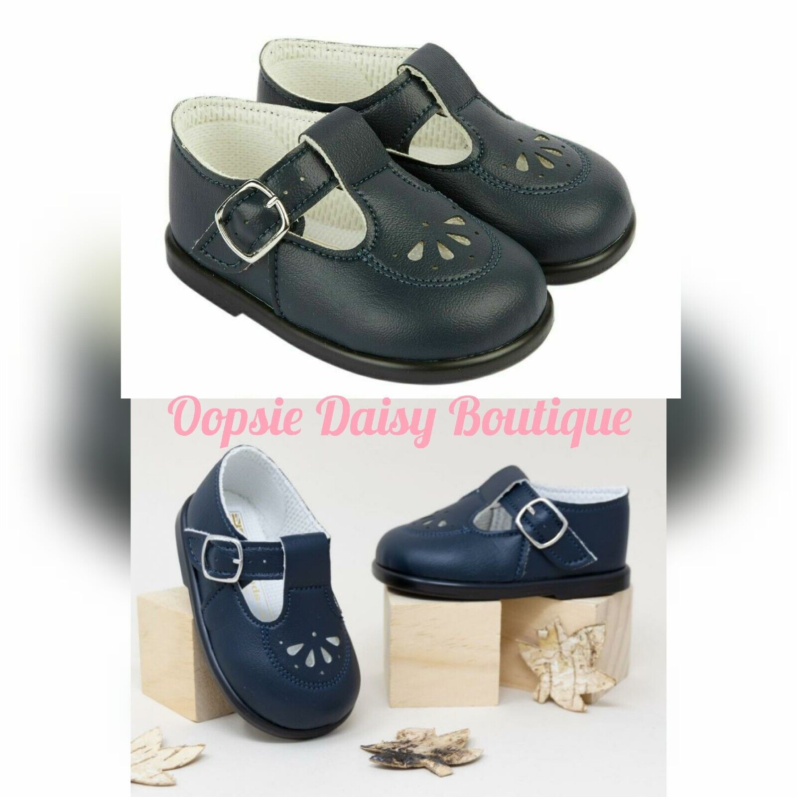 Girls Boys Navy Blue Walking Shoes Baypods T-Bar – Oopsie Daisy