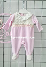 Load image into Gallery viewer, Pink Pretty Lace &amp; Ribbon Portuguese Romper