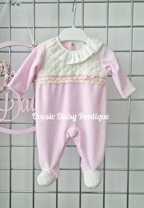 Pink Pretty Lace & Ribbon Portuguese Romper