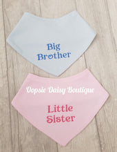 Load image into Gallery viewer, Little Brother Sister Bibs Big Brother Sister Bandana Bibs