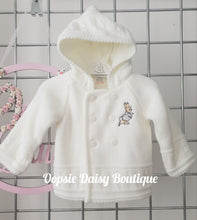 Load image into Gallery viewer, White Peter Rabbit Knitted Baby Jacket Cardigan - Dandelion Pramcoat