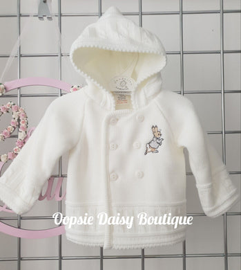 White Peter Rabbit Knitted Baby Jacket Cardigan - Dandelion Pramcoat
