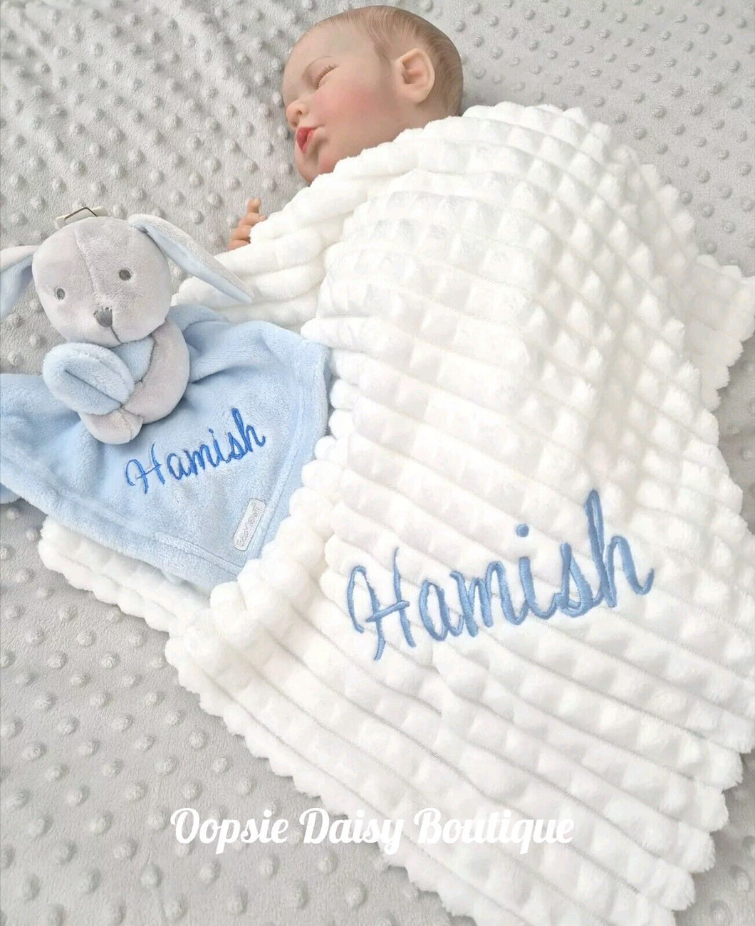 Personalised Baby Blanket,  Bunny Comforter Blue or Pink sets