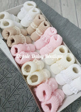 Load image into Gallery viewer, Baby Spanish Booties Ribbon &amp; Lace Size 0-3mth