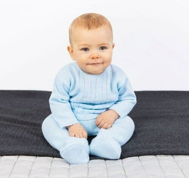 Baby Boys Blue Knitted Trouser Suit - Dandelion