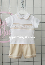 Load image into Gallery viewer, Boys Beige Smocked Shorts Sets