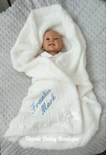 Load image into Gallery viewer, Personalised White Baby Blanket Supersoft Cosy Sherpa Back