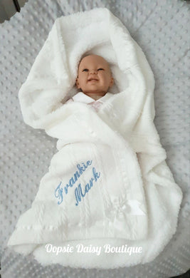 Personalised White Baby Blanket Supersoft Cosy Sherpa Back