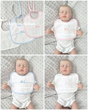Load image into Gallery viewer, Spanish Baby Bib Ribbon Slot