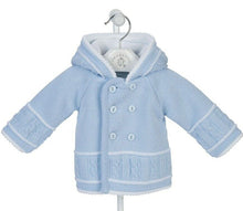 Load image into Gallery viewer, Blue Knitted Baby Jacket Cardigan Dandelion PramCoat