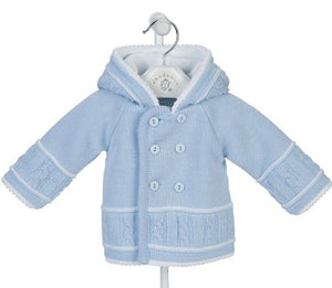 Blue Knitted Baby Jacket Cardigan Dandelion PramCoat