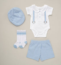Load image into Gallery viewer, Boys Blue Shorts Set 4 Piece