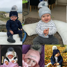 Load image into Gallery viewer, Personalised Hats Girls &amp; Boys Pom Pom Hats 0-6 years