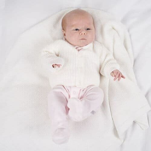 White Knitted Baby Cardigan  - Dandelion